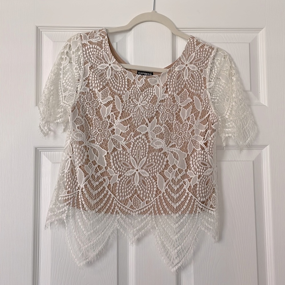 Lace White Blouse XS